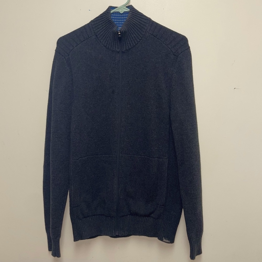 Eddie Bauer Grey knit full zip sweater size medium